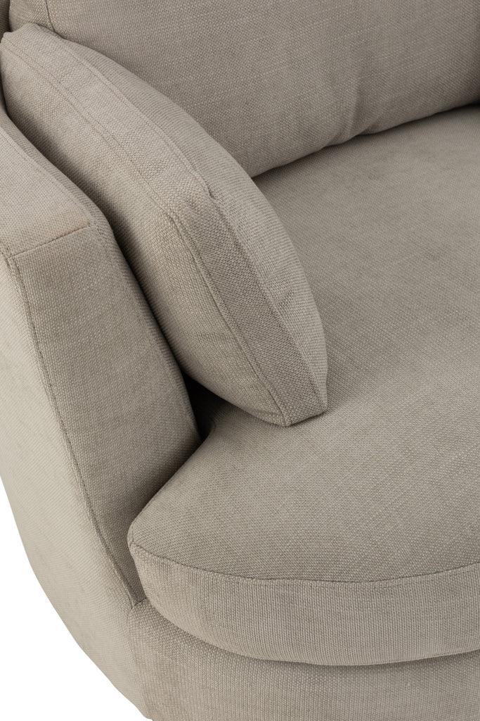 Loungestoel Swivel Hout/Textiel Grijs - J-Line - Fauteuil - J-Line - livinglovely.nl