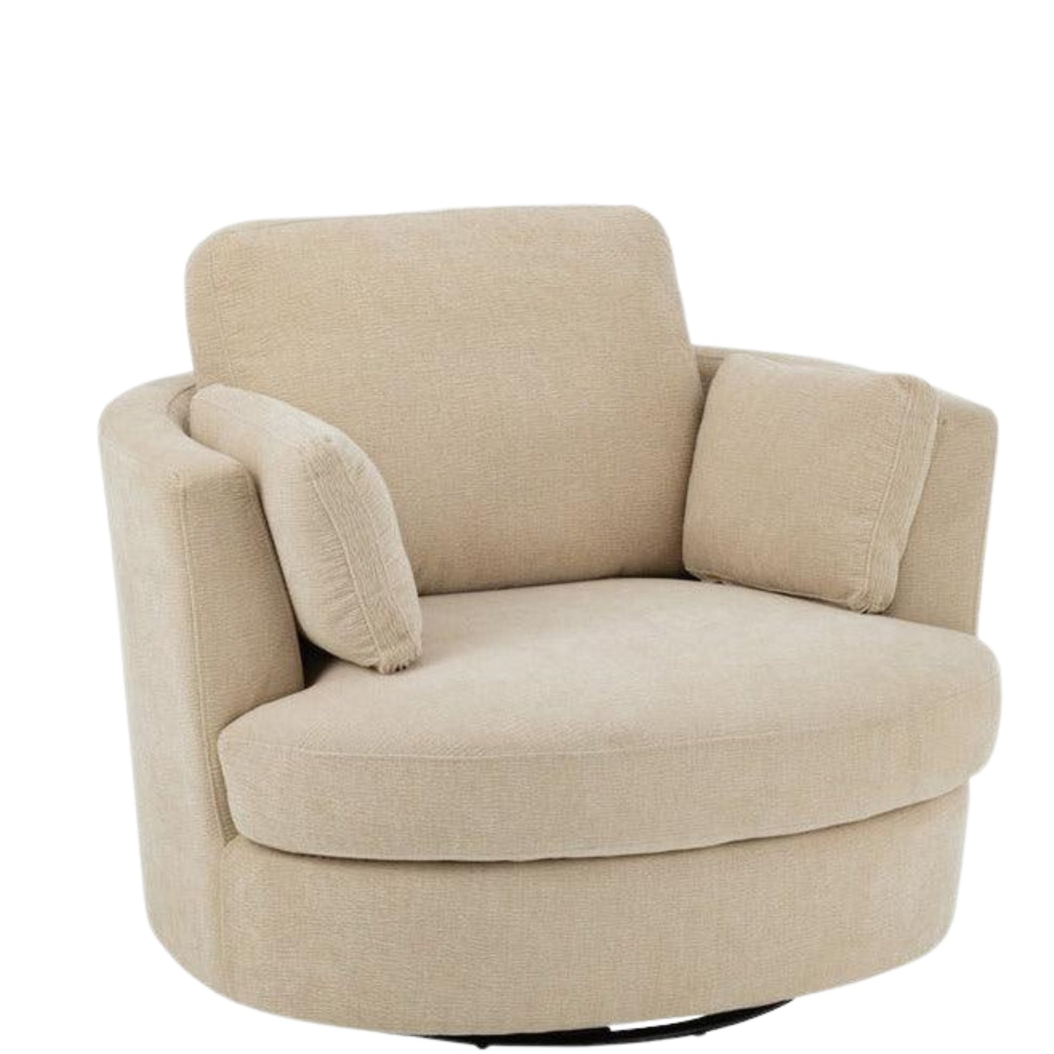 Loungestoel Swivel Populierenhout / Schuim Beige - J-Line - Fauteuil - J-Line - livinglovely.nl