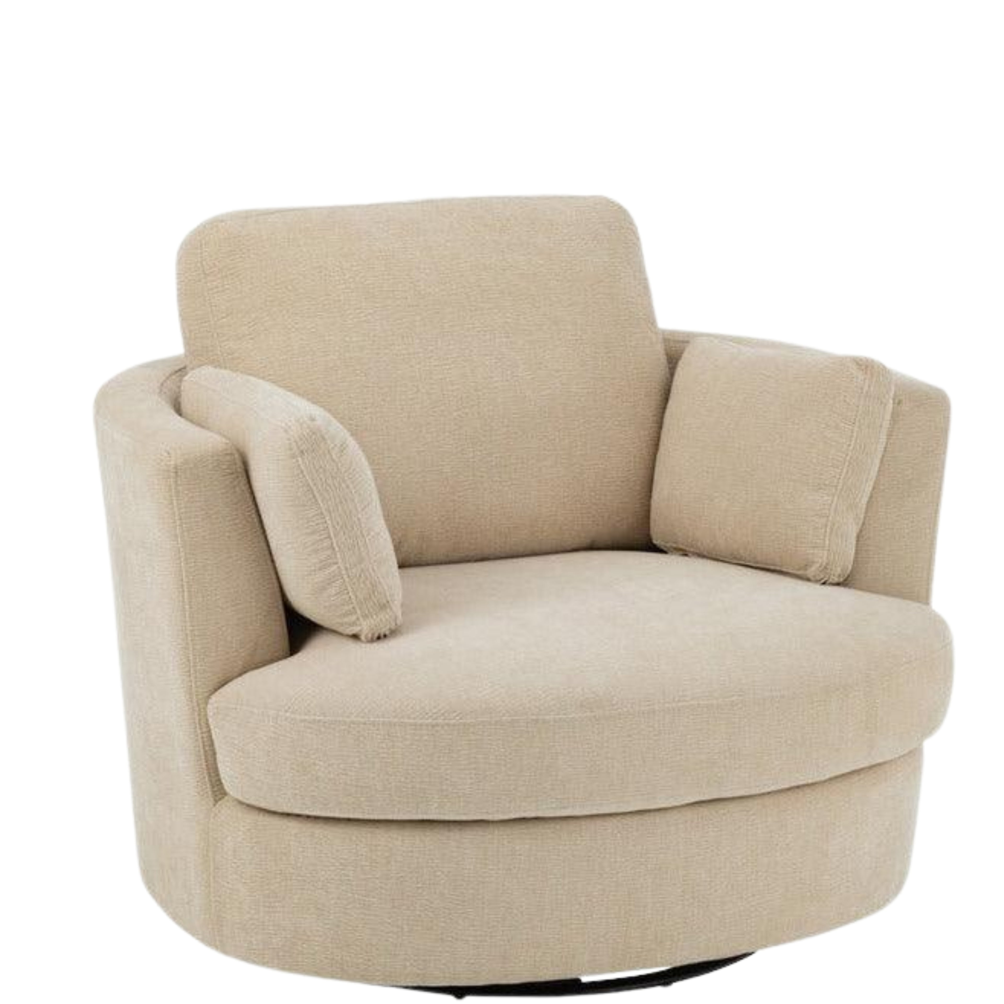 Loungestoel Swivel Populierenhout / Schuim Beige - J-Line - Fauteuil - J-Line - livinglovely.nl