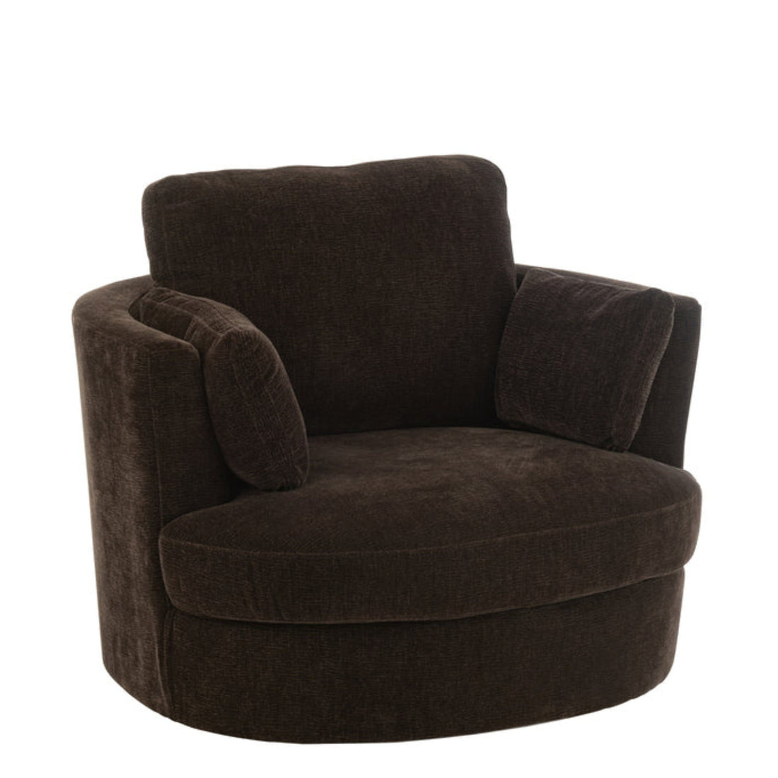 Loungestoel Swivel Populierenhout / Schuim Donker Bruin - J-Line - Fauteuil - J-Line - livinglovely.nl