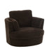 Loungestoel Swivel Populierenhout / Schuim Donker Bruin - J-Line - Fauteuil - J-Line - livinglovely.nl