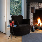 Loungestoel Swivel Populierenhout / Schuim Donker Bruin - J-Line - Fauteuil - J-Line - livinglovely.nl
