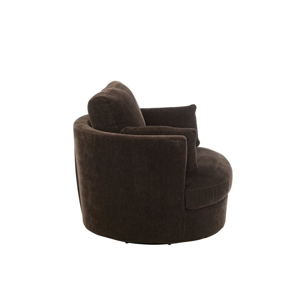 Loungestoel Swivel Populierenhout / Schuim Donker Bruin - J-Line