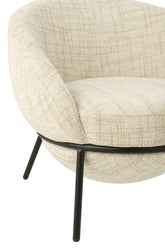 Loungstoel + krukje Napoli Beige J-Line - Loungestoel - J-Line - livinglovely.nl