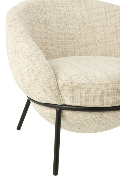 Loungstoel + krukje Napoli Beige J-Line - Loungestoel - J-Line - livinglovely.nl