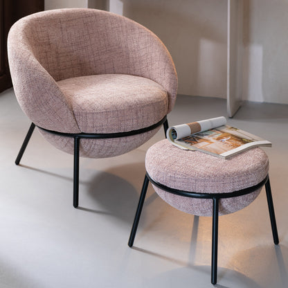 Loungstoel + krukje Napoli Licht Roze J-Line - Loungestoel - J-Line - livinglovely.nl