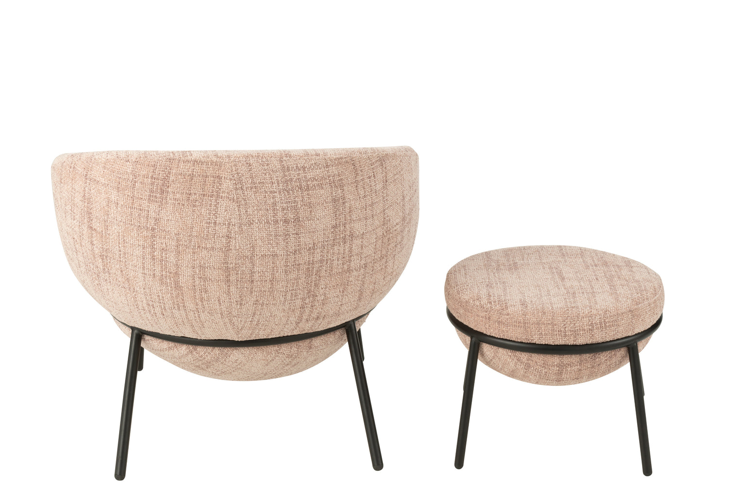 Loungstoel + krukje Napoli Licht Roze J-Line - Loungestoel - J-Line - livinglovely.nl