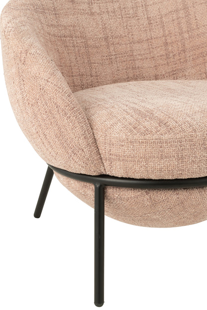 Loungstoel + krukje Napoli Licht Roze J-Line - Loungestoel - J-Line - livinglovely.nl