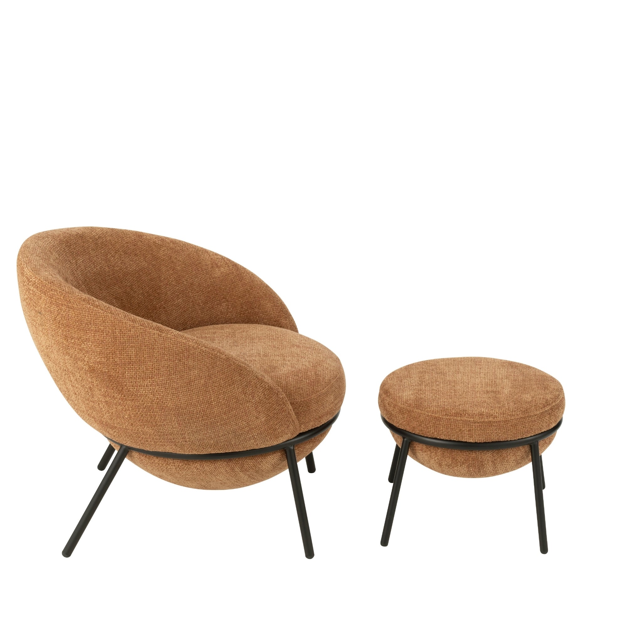 Loungstoel + krukje Napoli Terracotta J-Line - - J-Line - livinglovely.nl