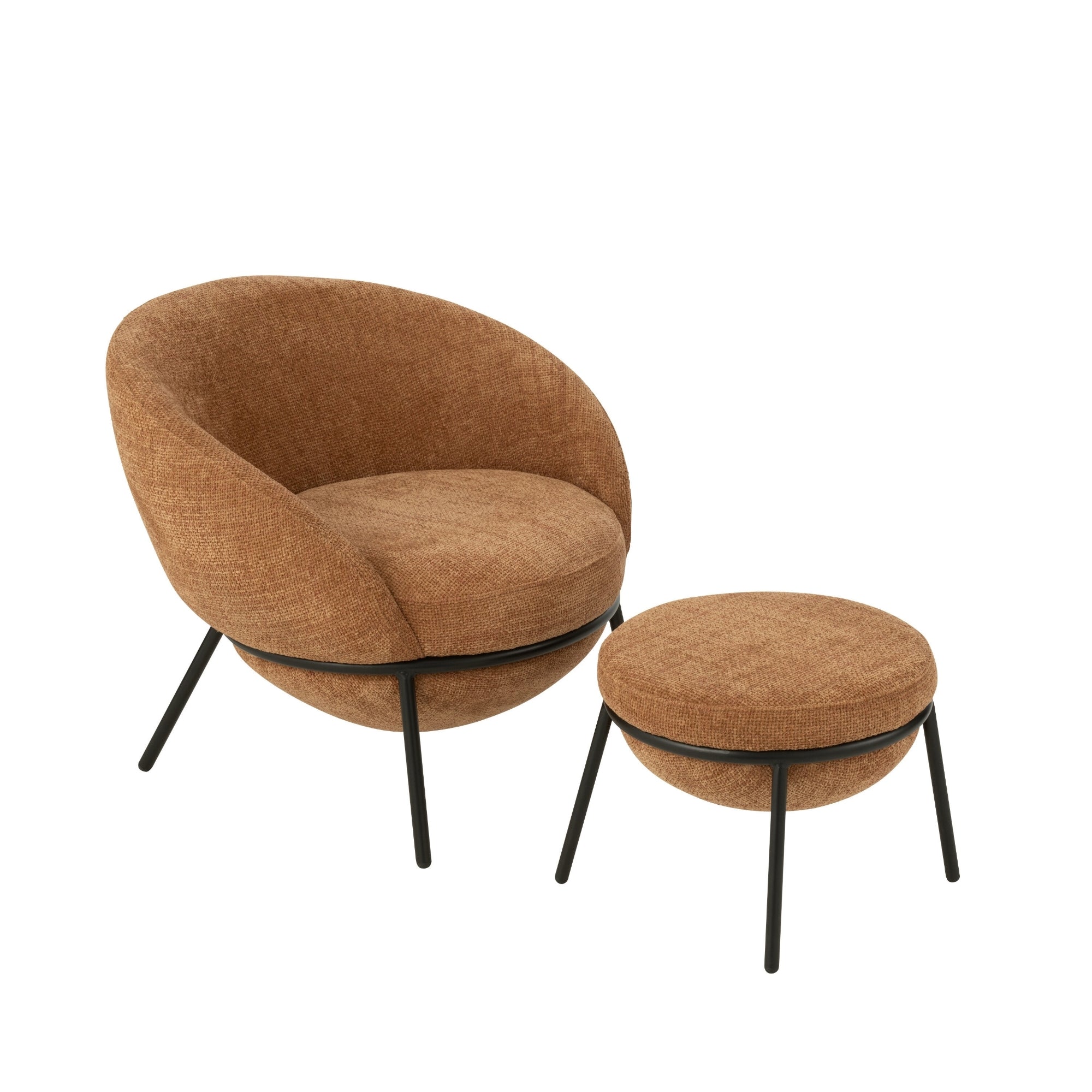 Loungstoel + krukje Napoli Terracotta J-Line - - J-Line - livinglovely.nl