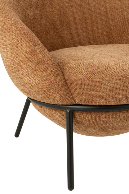 Loungstoel + krukje Napoli Terracotta J-Line - - J-Line - livinglovely.nl