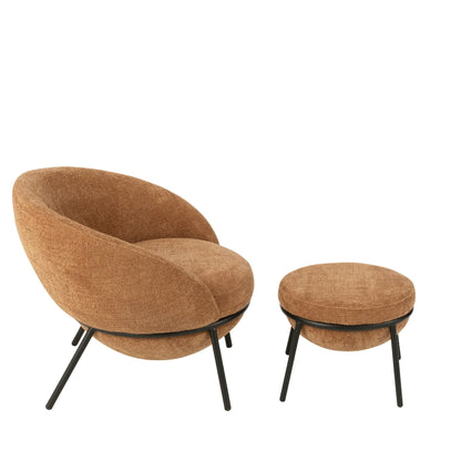 Loungstoel + krukje Napoli Terracotta J-Line
