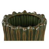 Luci Dark Green Ceramic Pot Ribbed Round XL van PTMD, detail van het ribbelpatroon