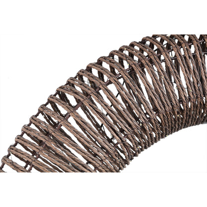 Lucis Kerstkrans LED Donkerbruin XXL van PTMD, close up van het frame in rotan look