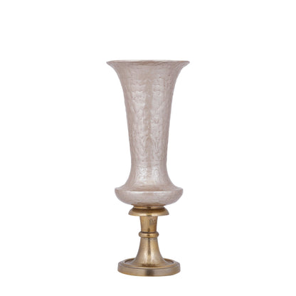 Lysse vaas small van PTMD, champagnekleurige vaas van aluminium met emaille