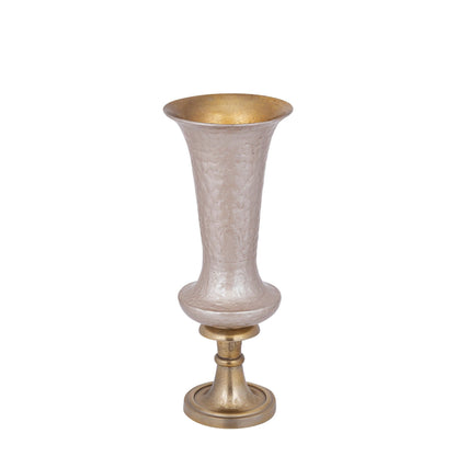 Lysse vaas small van PTMD van opzij, champagne emaille met glanzende afwerking