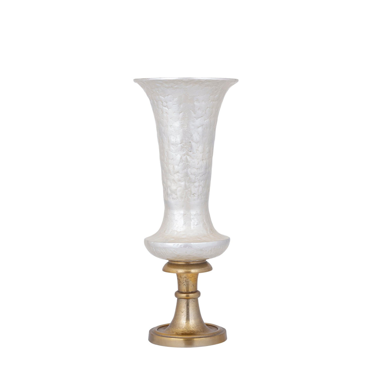 Lysse vaas small van PTMD, witte vaas van gegoten aluminium met emaille