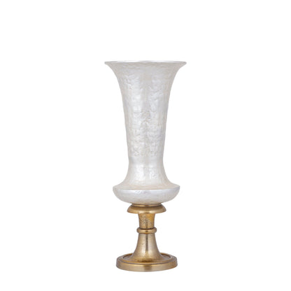 Lysse vaas small van PTMD, witte vaas van gegoten aluminium met emaille
