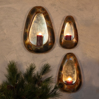 Magni Copper iron oval wall stormlight L PTMD - Wandkandelaar - PTMD - livinglovely.nl