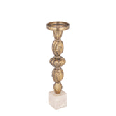 Malines Gold Casted Alu Candleholder On Base L PTMD - Kandelaar - PTMD - livinglovely.nl