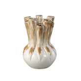 Manali Cream ceramic round vaas colored tubes L - Vaas - PTMD - livinglovely.nl