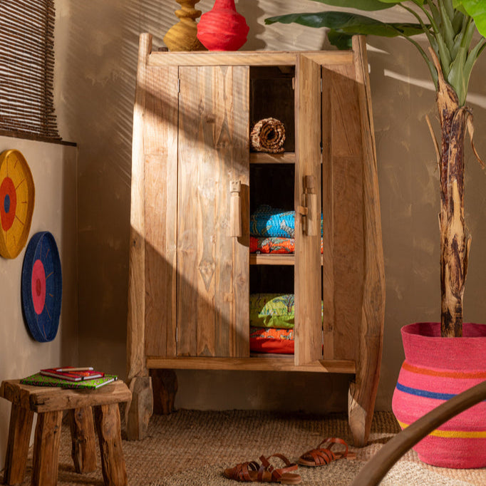 Mand Kleurrijk Strepen Zeegras Roze - Mand - J-Line - livinglovely.nl