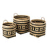 Mand Patronen Handvaten Bamboe Naturel/Zwart Set van 3 , Mand , J-Line , livinglovely.nl