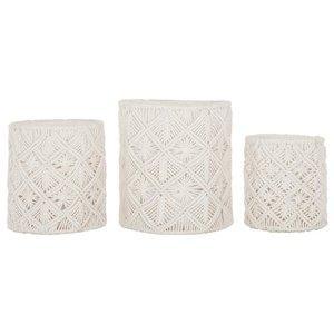 Detail van het macramé vlechtwerk van de Boho manden van MUST Living