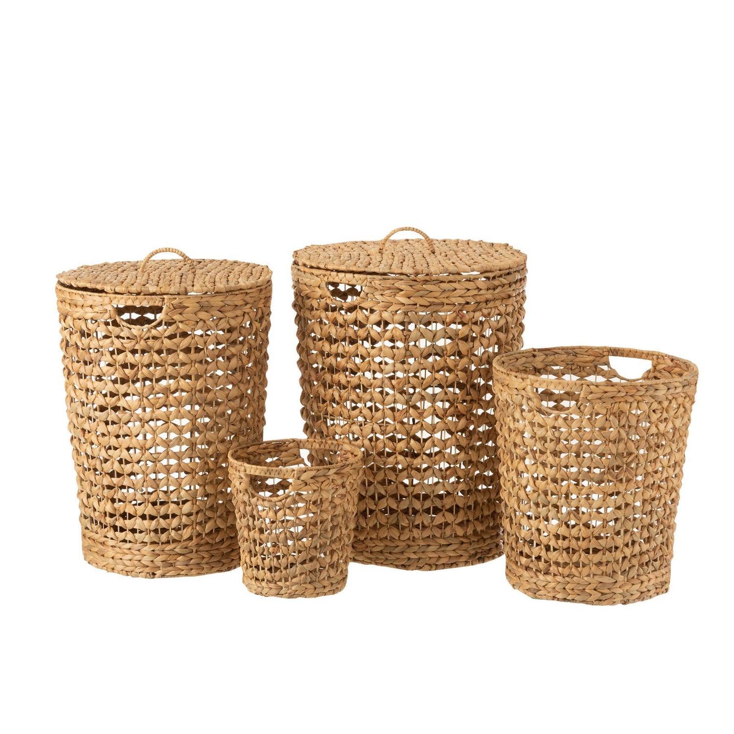 Manden + Deksel Water hyacinth Naturel Set van 4 , Mand , J-Line , livinglovely.nl