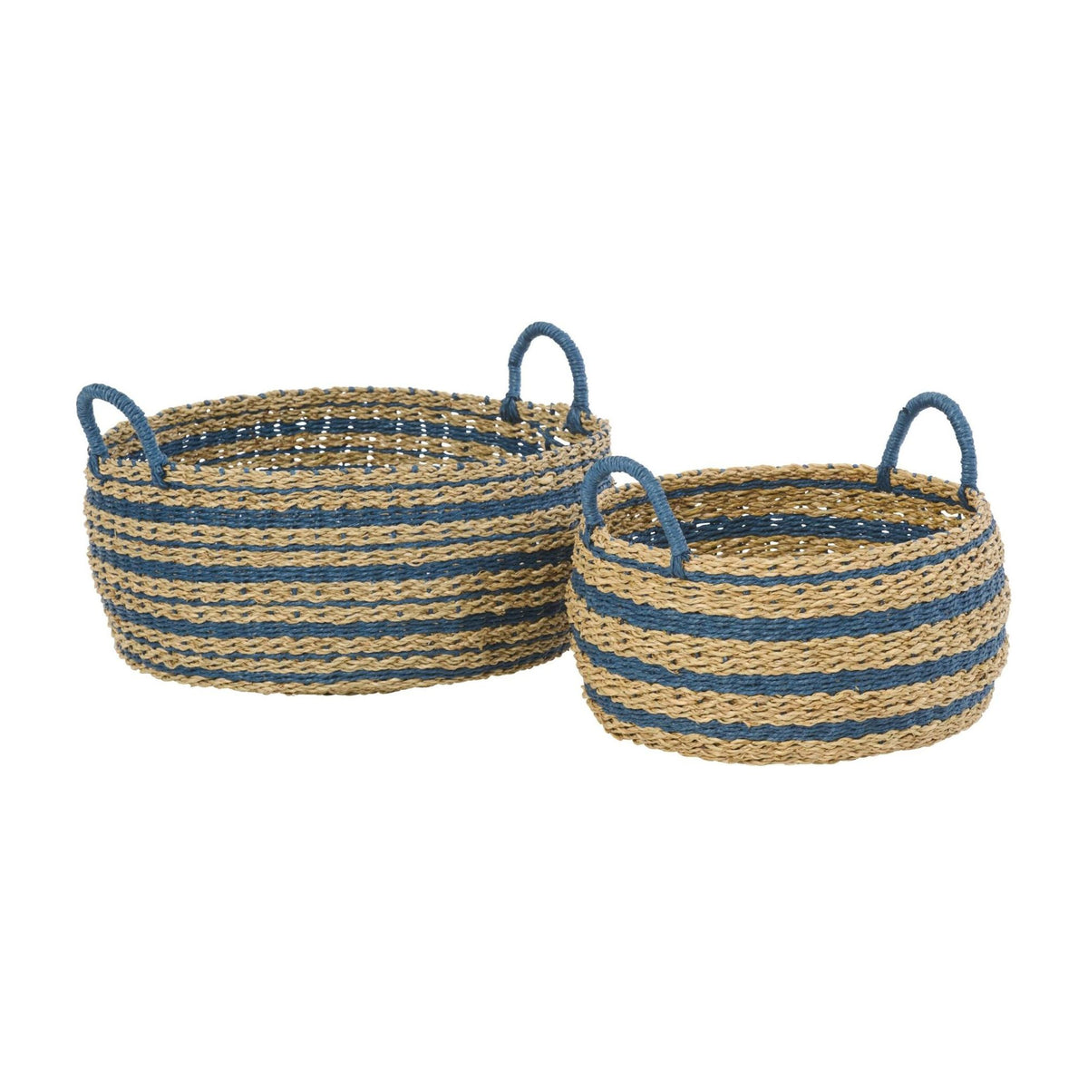 Manden Gestreept Papier Naturel/Blauw Set van 2 J-Line