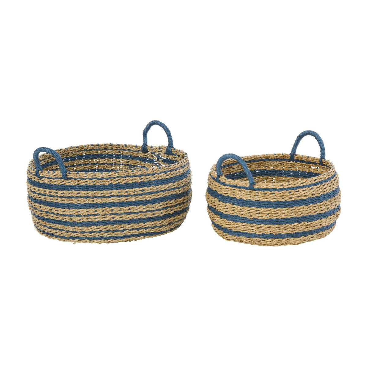 Manden Gestreept Papier Naturel/Blauw Set van 2 J-Line