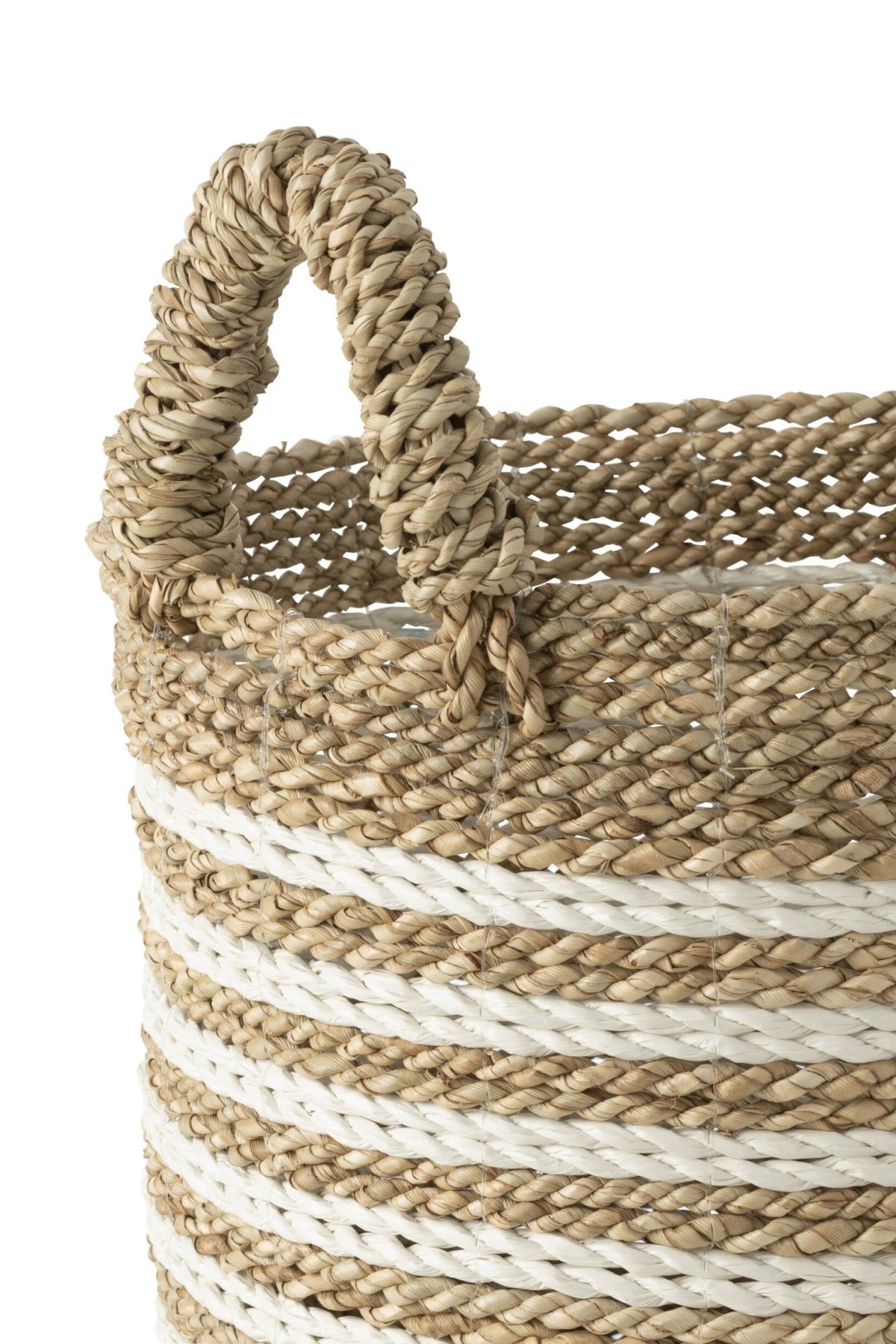 Manden Gestreept Raffia Wit/Naturel Set van 3 J-Line
