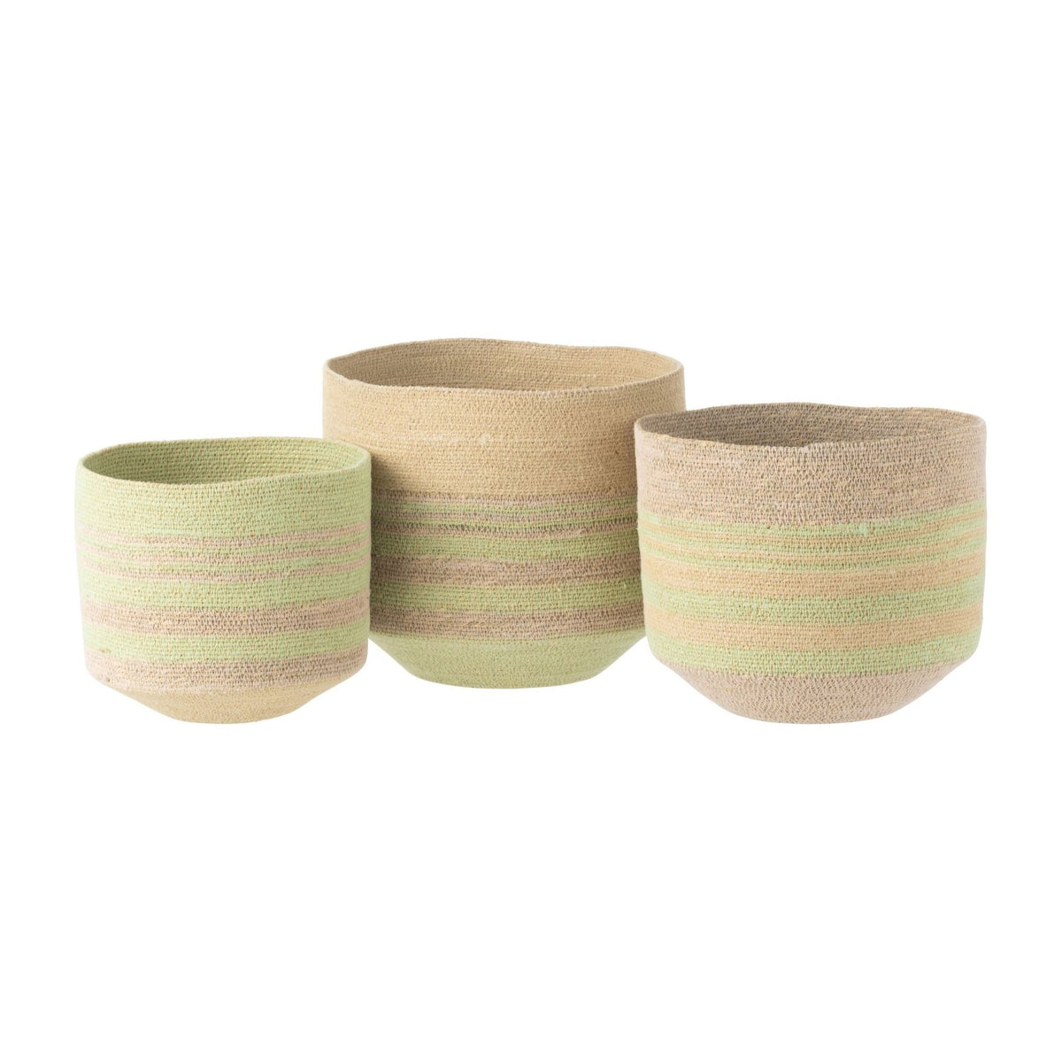 Manden Gestreept Zeegras Naturel/Groen Set van 3 J-Line