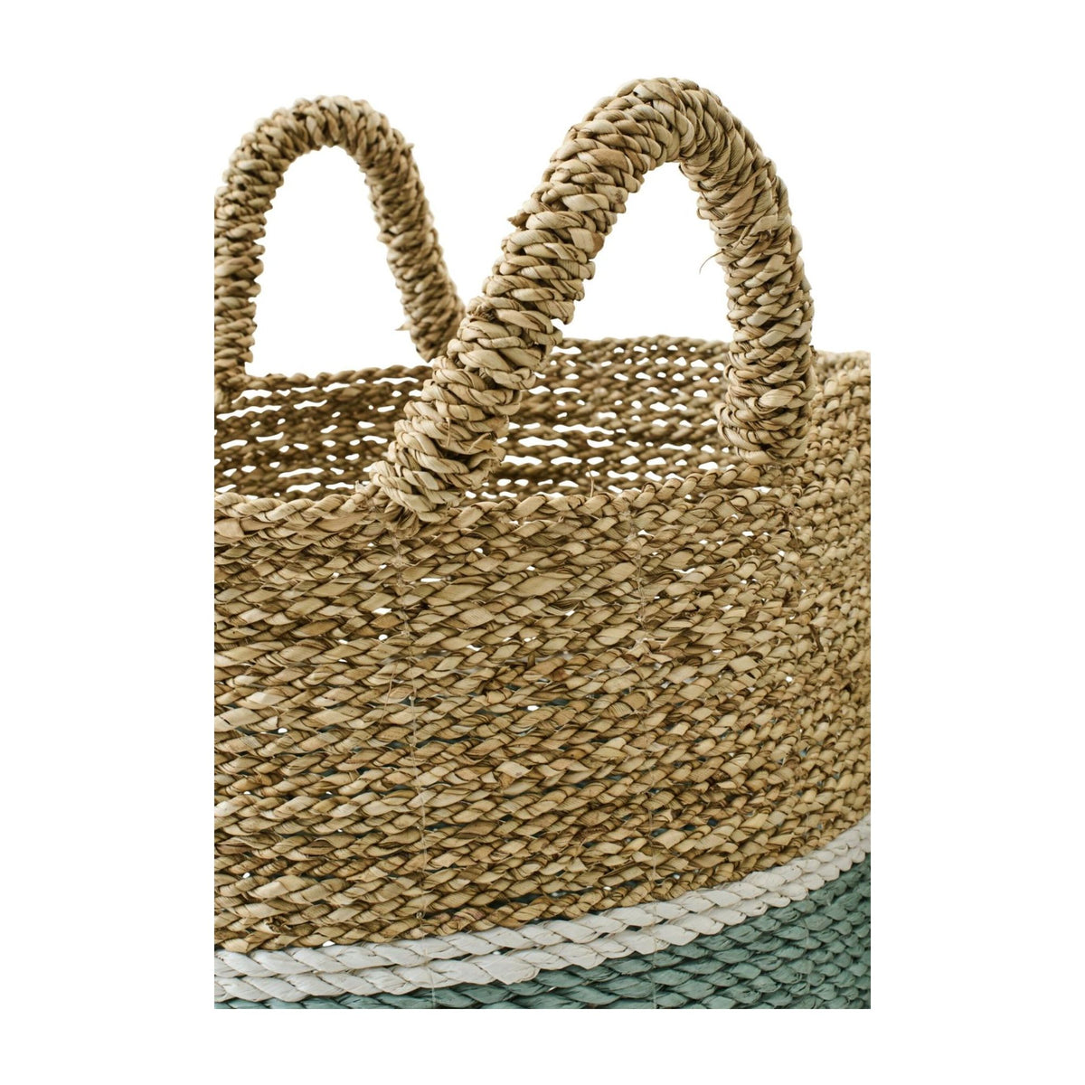 Manden Gestreept Zeegras Naturel/Turquoise Set van 3 J-Line