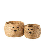 Manden Kat Waterhyacinth Naturel Set van 2 - Mand - J-Line - livinglovely.nl