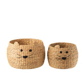 Manden Kat Waterhyacinth Naturel Set van 2 - Mand - J-Line - livinglovely.nl