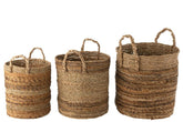 Manden Lucie Raffia Naturel Set van 3 , Mand , J-Line , livinglovely.nl