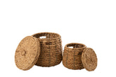Manden Maurice Waterhyacint Naturel Set van 2 - Mand - J-Line - livinglovely.nl