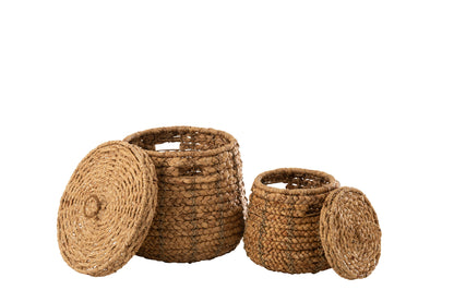Manden Maurice Waterhyacint Naturel Set van 2 - Mand - J-Line - livinglovely.nl