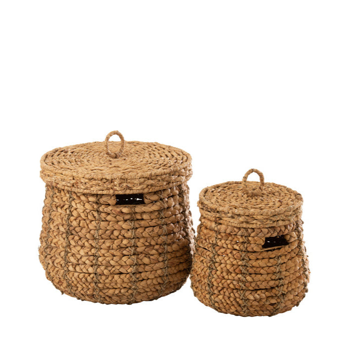 Manden Maurice Waterhyacint Naturel Set van 2 - Mand - J-Line - livinglovely.nl