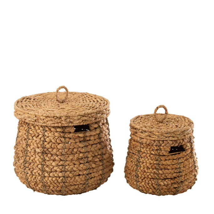 Manden Maurice Waterhyacint Naturel Set van 2 - Mand - J-Line - livinglovely.nl