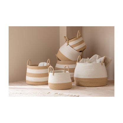 Manden met Hengsel Rond Polyester Naturel/Wit Set van 3 J-Line
