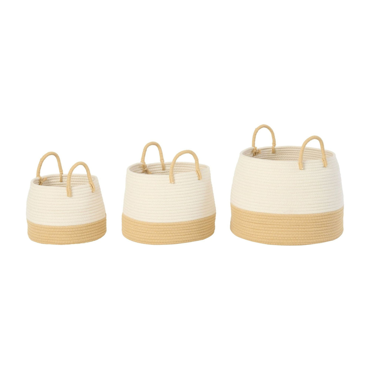 Manden met Hengsel Rond Polyester Naturel/Wit Set van 3 J-Line