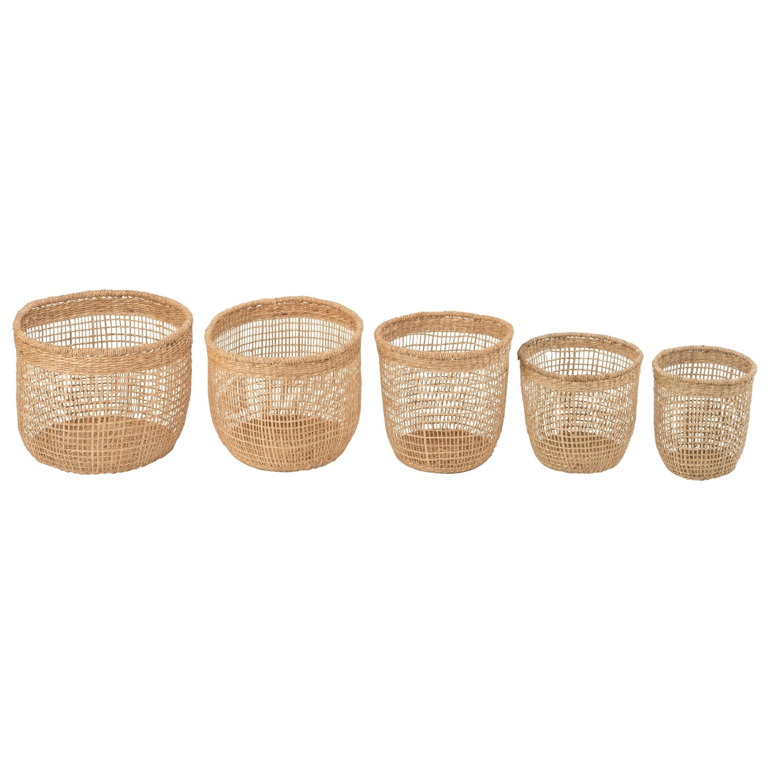 Manden Oasis Zeegras Licht Naturel Set van 5 , Mand , J-Line , livinglovely.nl