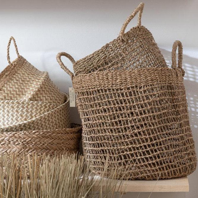 Manden Oasis Zeegras Naturel Set van 2 - Mand - J-Line - livinglovely.nl