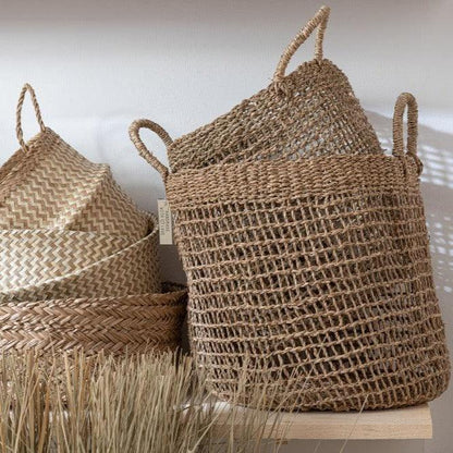 Manden Oasis Zeegras Naturel Set van 2 - Mand - J-Line - livinglovely.nl