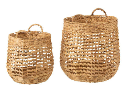 Manden Waterhyacinth Naturel Set Van 2 , mand , J-Line , livinglovely.nl