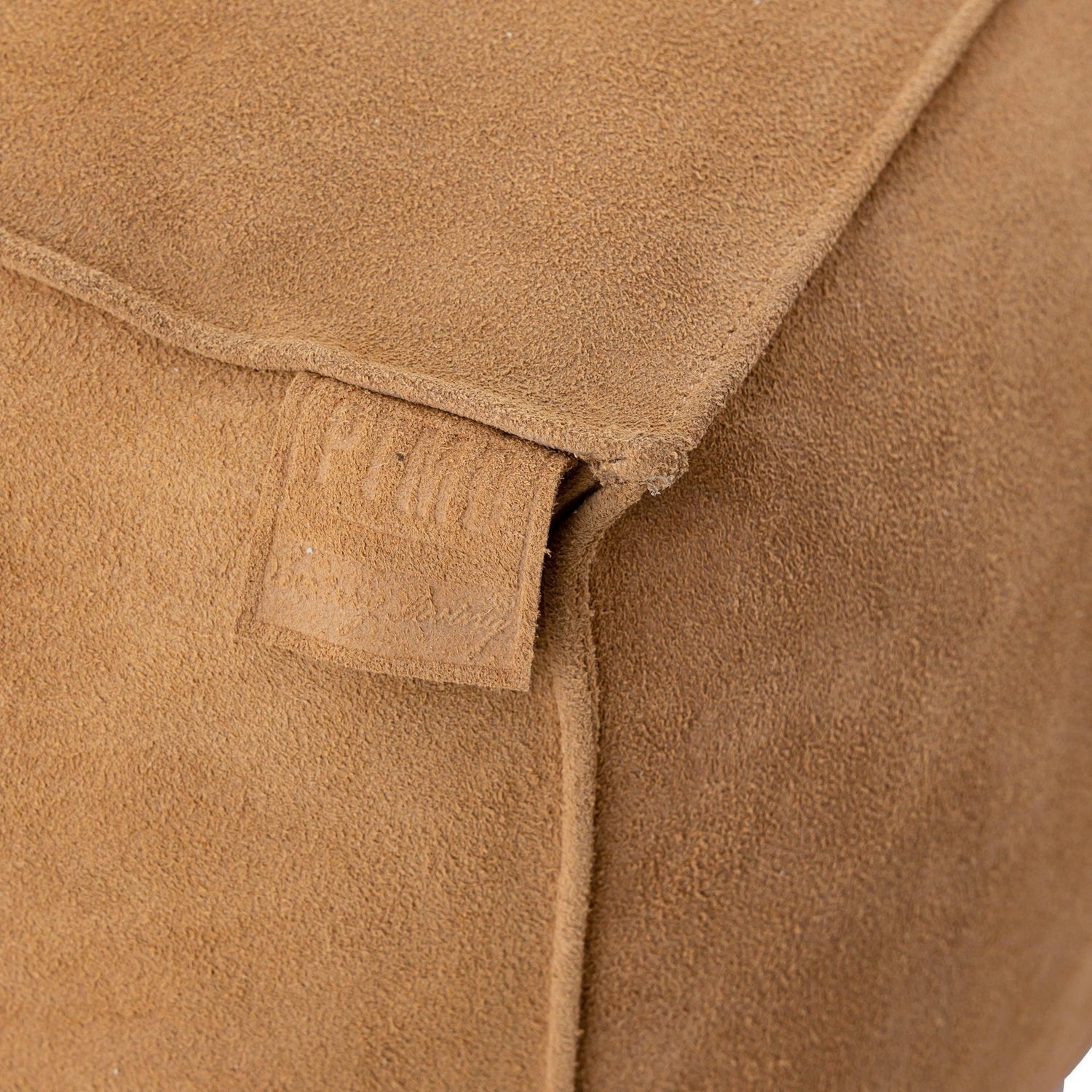 Marieke Camel suede leather pouf square PTMD - Poef - PTMD - livinglovely.nl