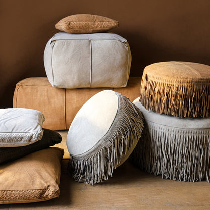 Marieke Suède Leren Poef Rechthoek Camel PTMD - Poef - PTMD - livinglovely.nl