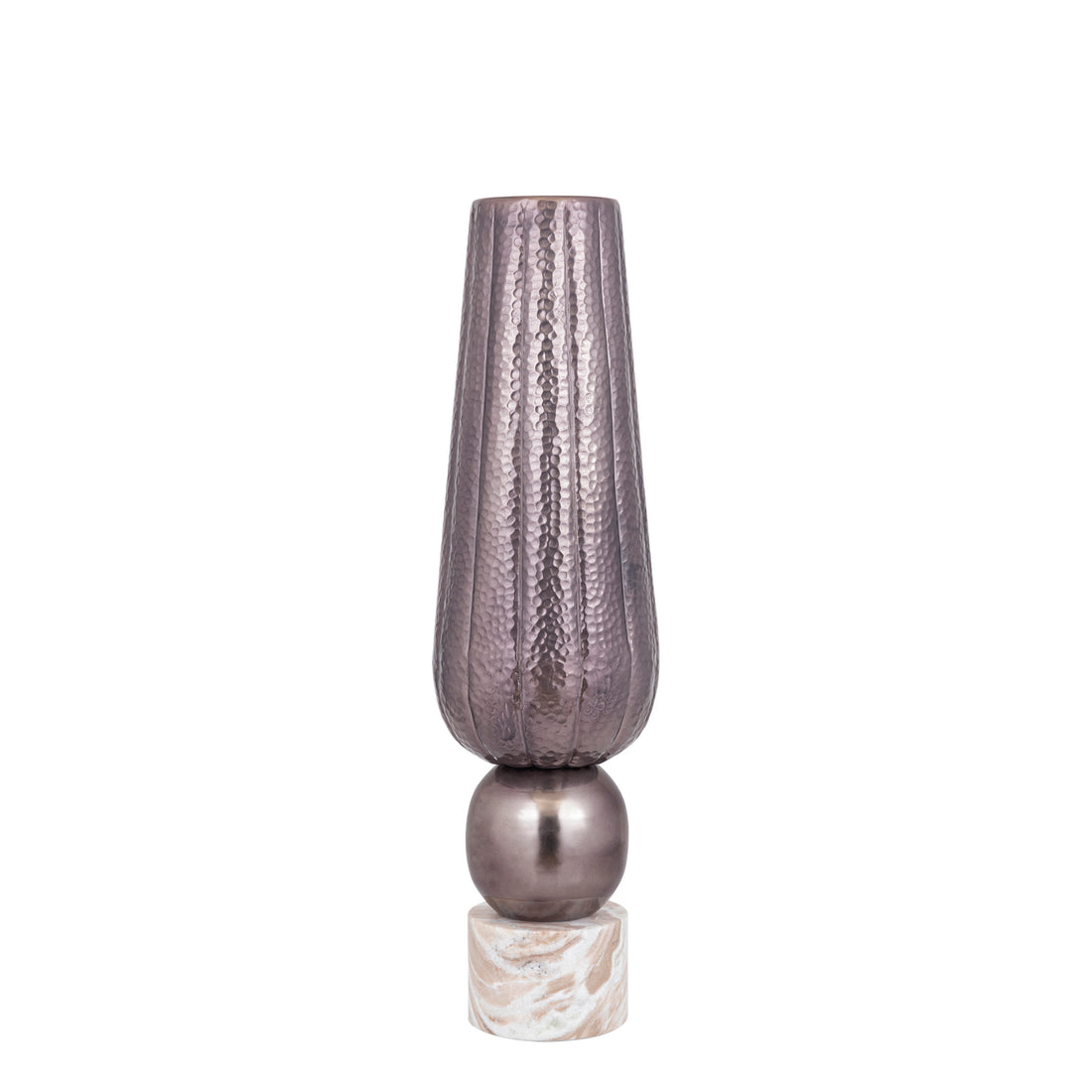 Marive Bronze Alu Sheet Vase On Marble Base Round - - PTMD - livinglovely.nl